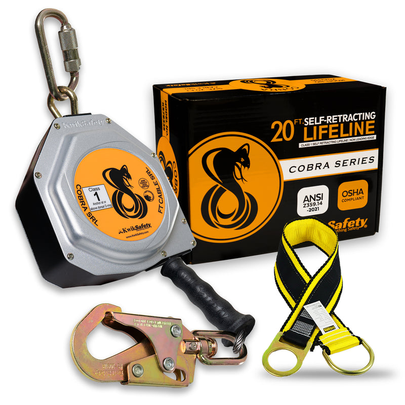 KwikSafety 20' COBRA CABLE Self Retracting Lifeline ANSI Class 1 SRL - Model No.: KS7933 - KwikSafety