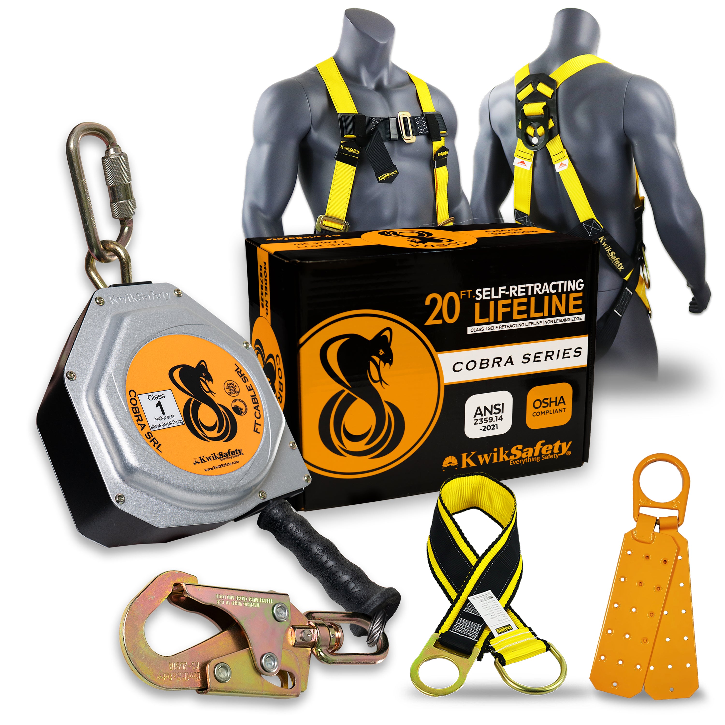 KwikSafety 20' COBRA Self Retracting Lifeline ANSI Class 1 Cable SRL