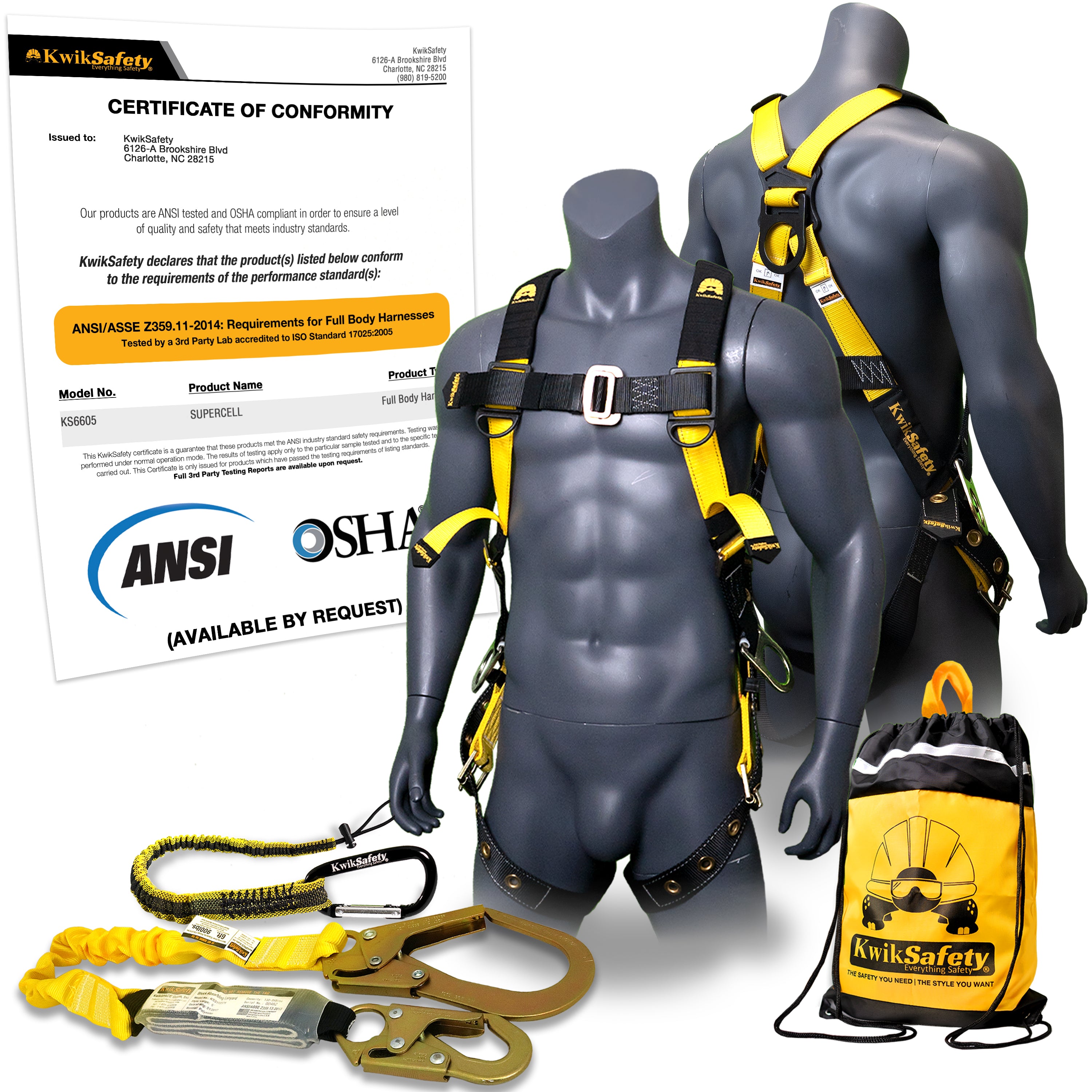 KwikSafety SUPERCELL Safety Harness ANSI Fall Protection Tongue Buckle