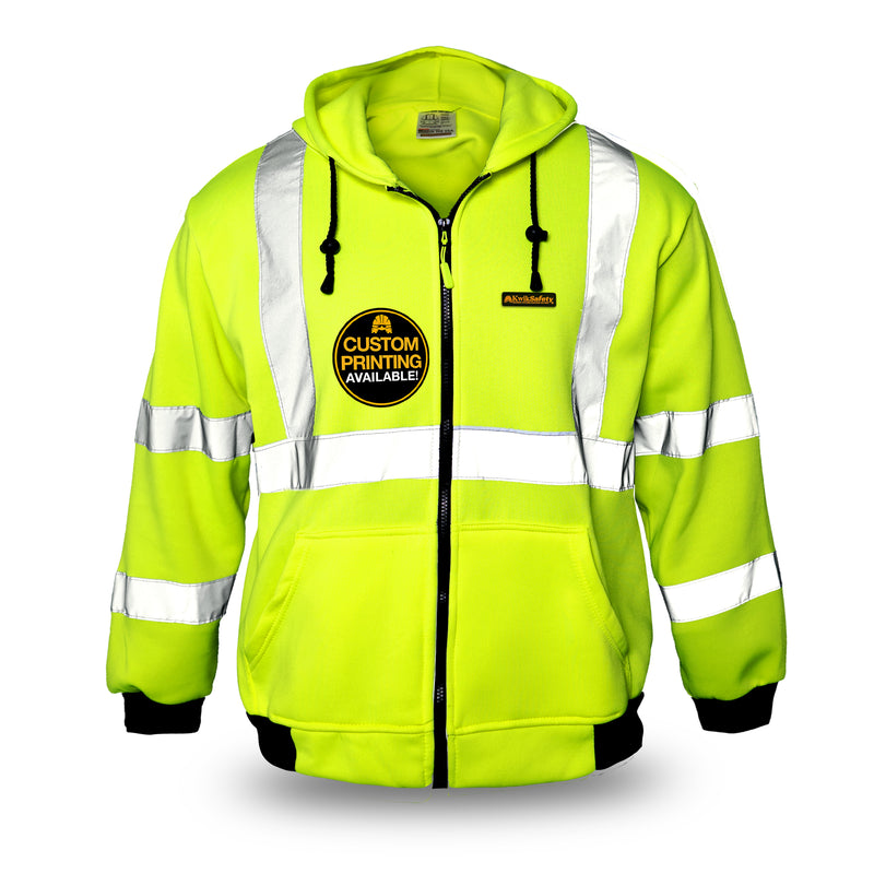 KwikSafety PATROL Safety Hoodie (NO FUZZ Balls) Class 3 ANSI Tested OSHA Compliant Hi Vis Reflective PPE - Model No.: KS5503 - KwikSafety