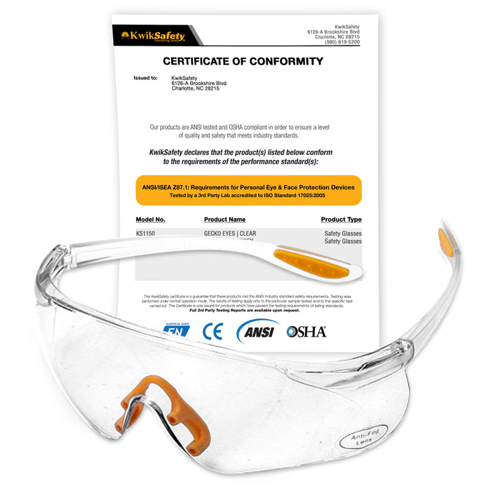 KwikSafety GECKO EYES Safety Glasses | Clear - Model No.: KS1150 - KwikSafety