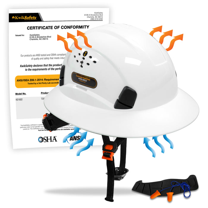 KwikSafety TORTOISE SHELL Hard Hat (16 COOLING VENTS + FREE Extra Headband & Earplugs) Type 1 Class C ANSI Tested OSHA Compliant - Model No.: KS1602 - KwikSafety