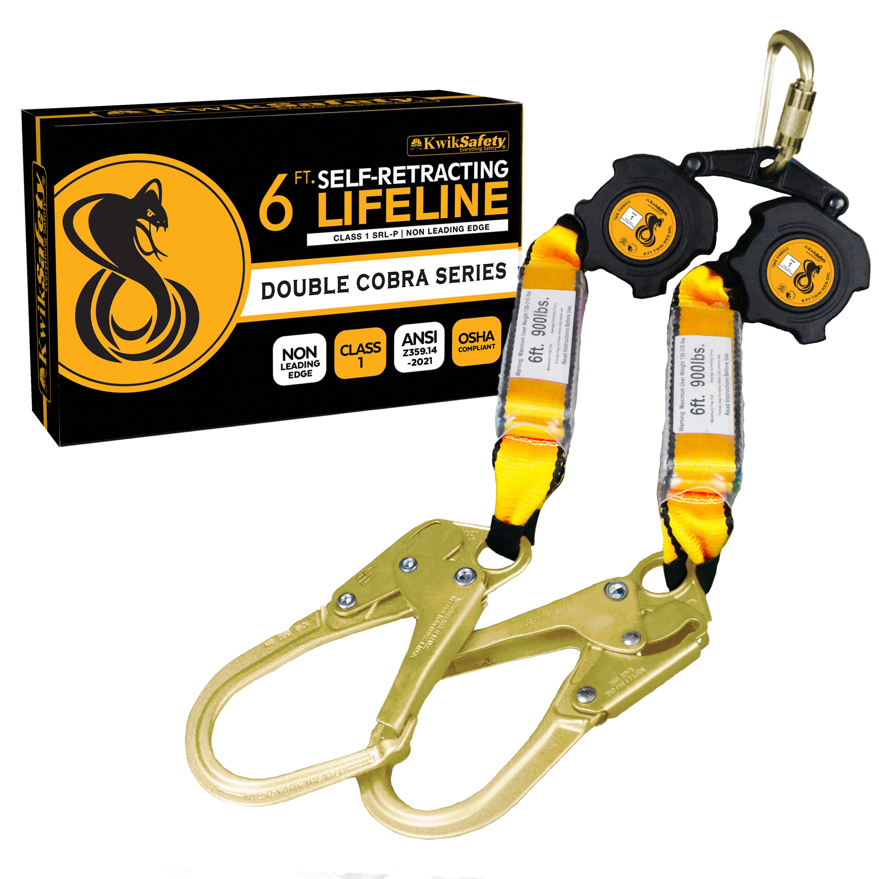 KwikSafety 6' COBRA Twin Leg Self Retracting Lifeline ANSI