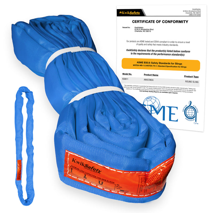 KwikSafety ANACONDA High Tensile Endless Polyester Lifting Round Sling | Red - Model No.: KS8811R