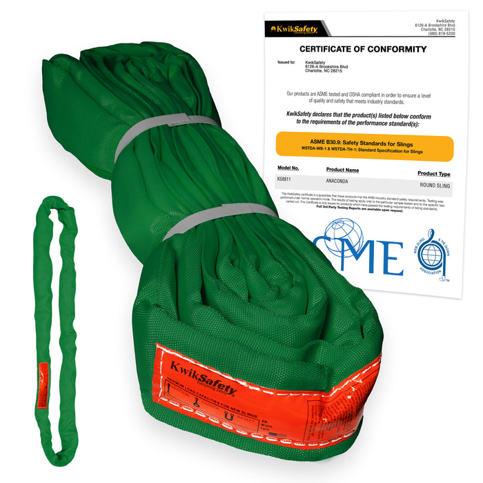 KwikSafety ANACONDA High Tensile Endless Polyester Lifting Round Sling | Red - Model No.: KS8811R