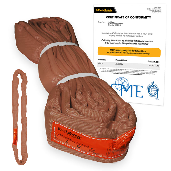 KwikSafety ANACONDA High Tensile Endless Polyester Lifting Round Sling | Red - Model No.: KS8811R