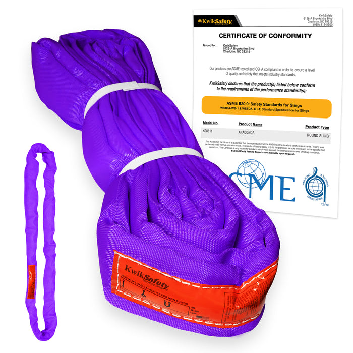 KwikSafety ANACONDA High Tensile Endless Polyester Lifting Round Sling | Red - Model No.: KS8811R