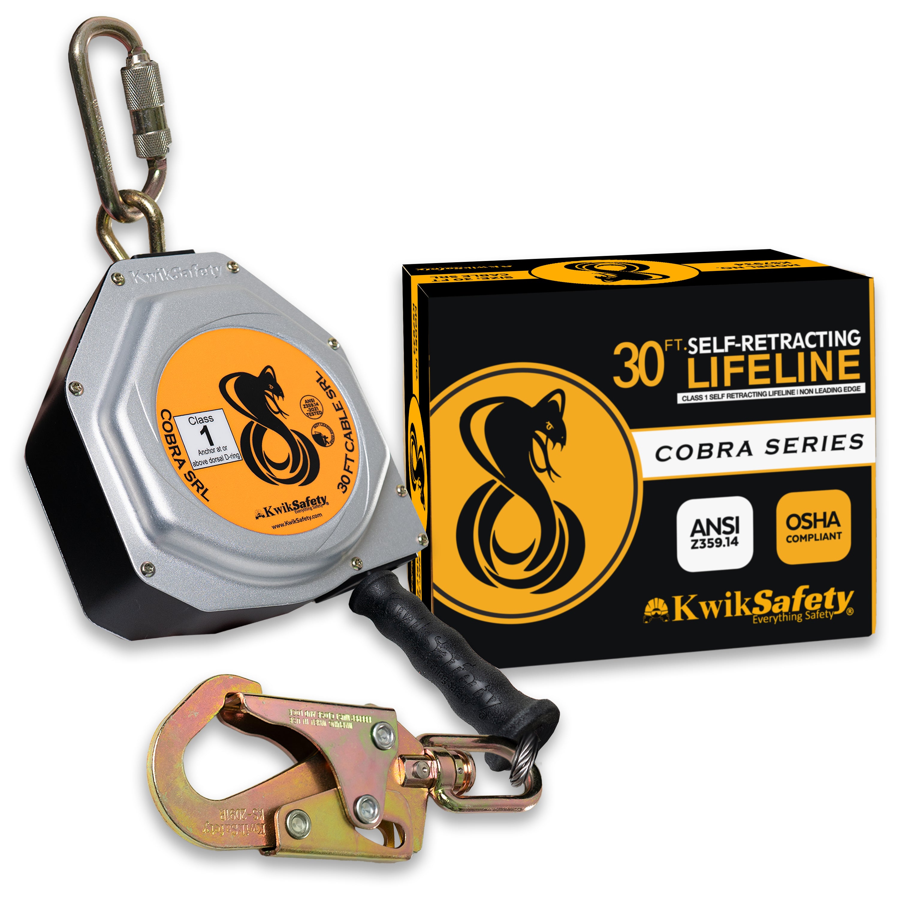 KwikSafety 30' COBRA Self Retracting Lifeline ANSI Class B