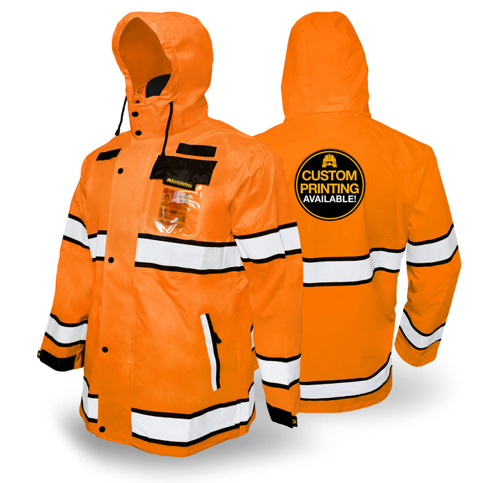 KwikSafety TORRENT Class 3 Safety Rain Jacket | Class 3, Type R Hi Vis Windproof Mens Work Rain Gear Reflective ANSI Tested OSHA Compliant - Model No.: KS5516 - KwikSafety