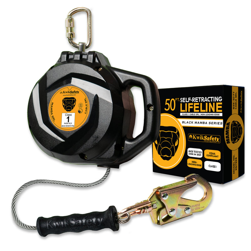 KwikSafety 50' MAMBA CABLE Self Retracting Lifeline ANSI Class B SRL - Model No.: KS7928 - KwikSafety