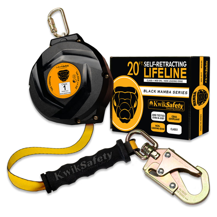 KwikSafety 20' MAMBA WEB Carbonate Housing Self Retracting Lifeline SRL - Model No.:KS7923