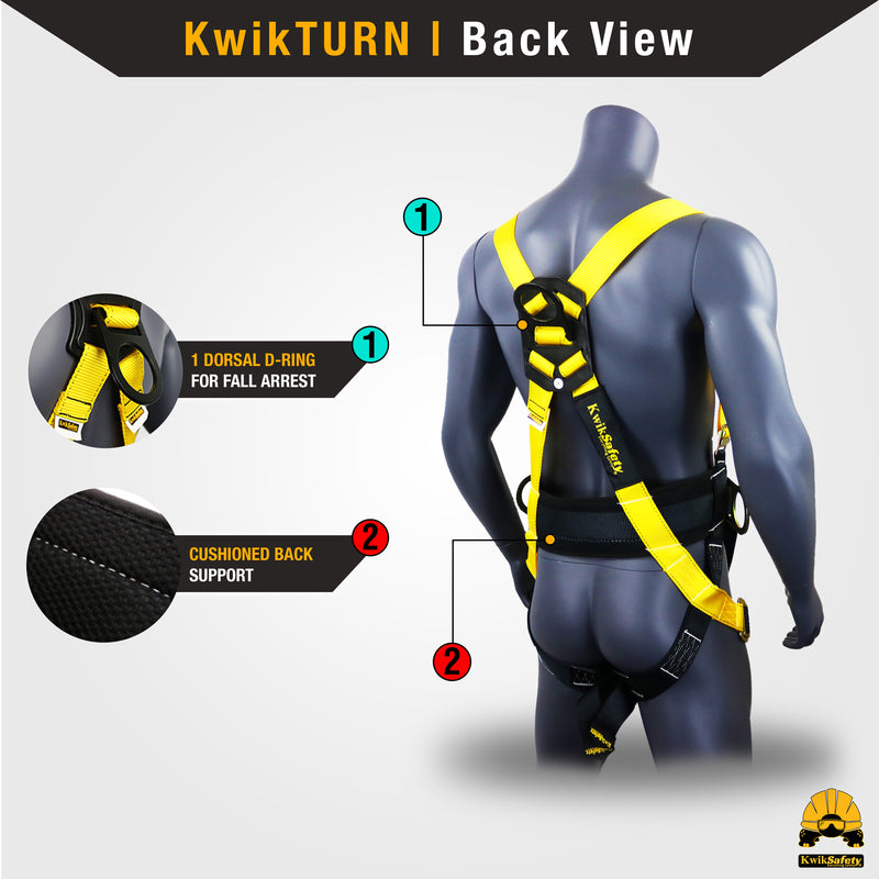 KwikSafety HURRICANE Safety Harness ANSI Fall Protection 3D Ring + Back Support - Model No.: KS6603 - KwikSafety