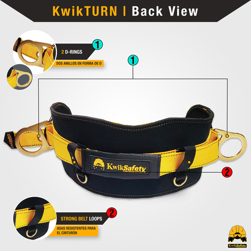 KwikSafety BEAVER TAIL Safety Belt OSHA Compliant 2D Ring Back Support - Model No.: KS6101 - KwikSafety