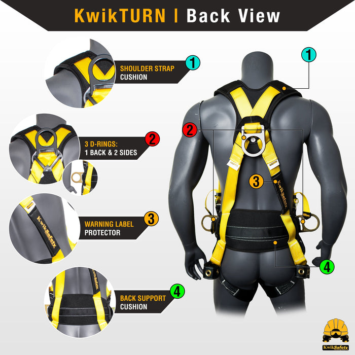 KwikSafety TYPHOON Safety Harness ANSI Fall Protection 3D Ring + Back