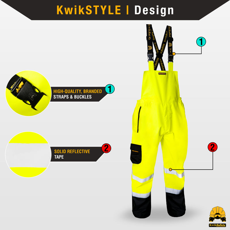 KwikSafety | River Otter Hi Vis Rain Bib | Design