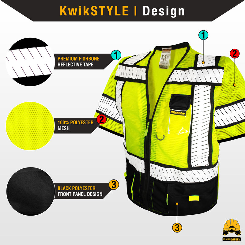 KwikSafety SPECIALIST Safety Vest (Multi-Use Pockets) Class 3 ANSI Tested OSHA Compliant Hi Vis Reflective PPE Surveyor  - Model No.: KS3304C3 - KwikSafety