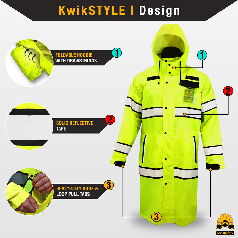 KwikSafety | Torrent Trench Coat Hi Vis Rain Gear | Design