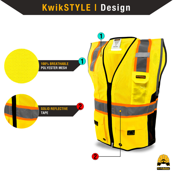 KwikSafety GRAND KAHUNA | ANSI Class 2 Premium Safety Vest - Model No.: KS3306 - KwikSafety