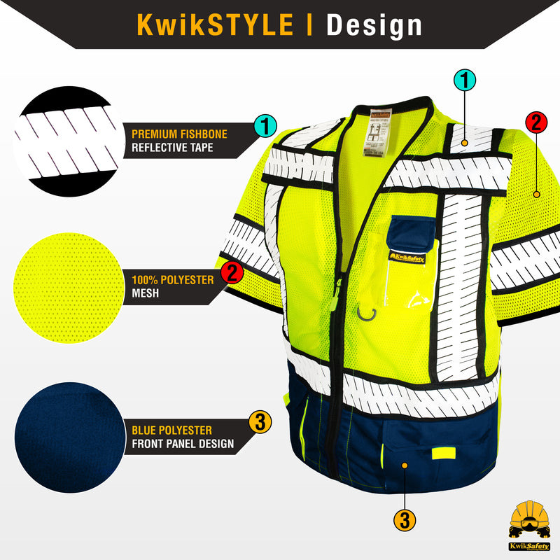 KwikSafety SHERIFF Safety Vest (Multi-Use Pockets) Class 3 ANSI Tested OSHA Compliant Hi Vis Reflective PPE Surveyor - Model No.: KS3305C3 - KwikSafety
