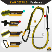 KwikSafety KRAKEN Heavy Duty ANSI Tested OSHA Compliant Bungee Tool Lanyard w/ Carabiner Clip - Model No.:KS7903 - KwikSafety