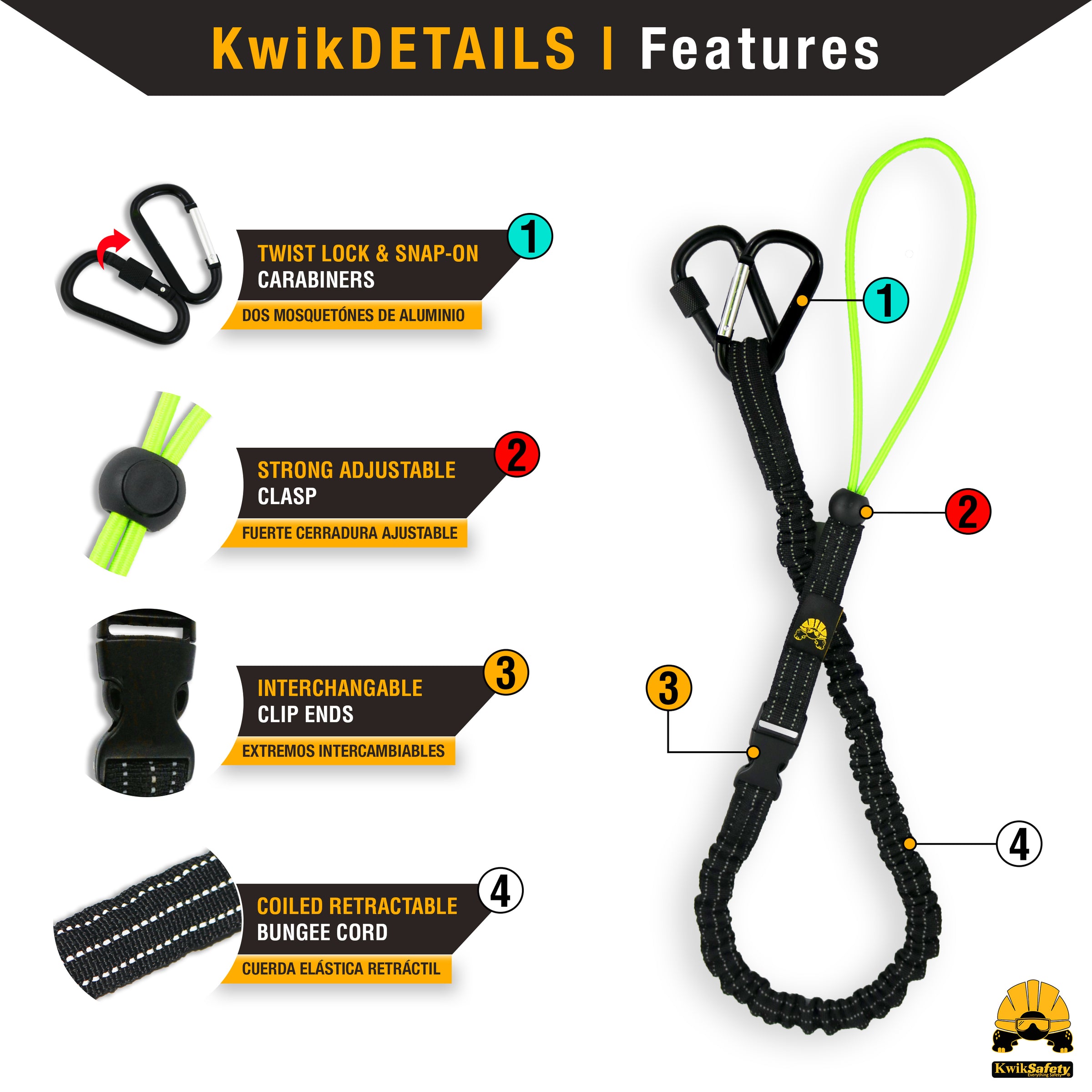 KwikSafety OCTOPUS Heavy Duty Tool Lanyard w/ Detachable Straps and ...