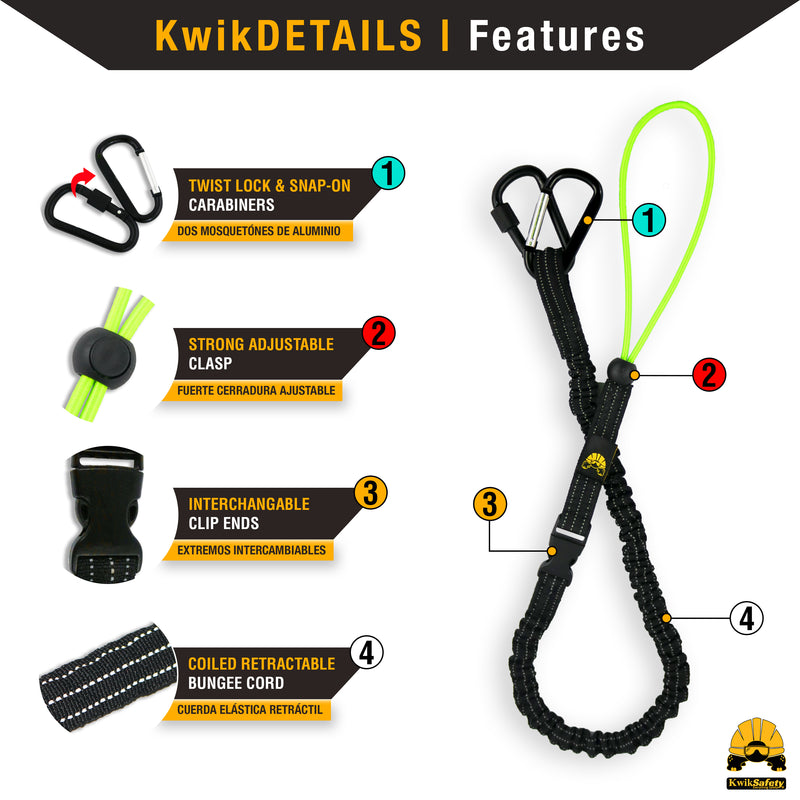 KwikSafety OCTOPUS Heavy Duty Tool Lanyard w/ Detachable Straps and Carabiners - Model No.: KS7902 - KwikSafety