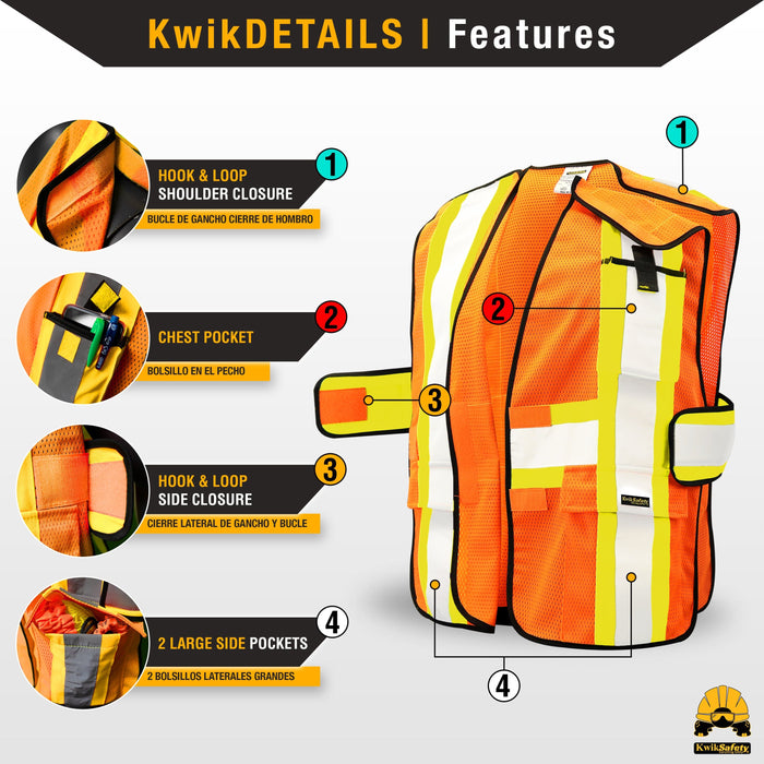 KwikSafety FIRST RESPONDER (FR Treated) Hi Vis Reflective Breakaway Class 2 Safety Vest - Model No.: KS3316FRC - KwikSafety