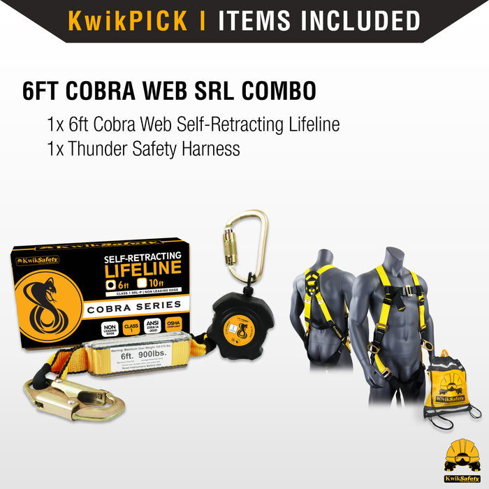 KwikSafety 6' COBRA WEB Self Retracting Lifeline ANSI Poly SRL - Model No.: KS7911