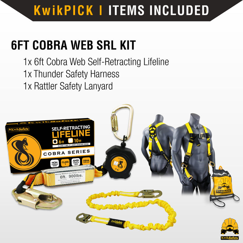 KwikSafety 6' COBRA WEB Self Retracting Lifeline ANSI Poly SRL - Model No.: KS7911 - KwikSafety