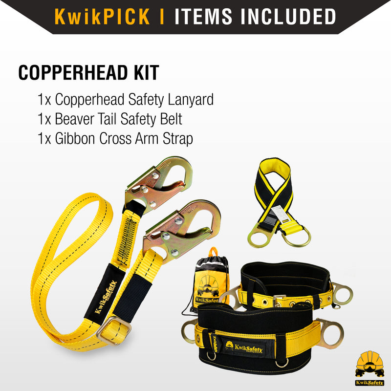 KwikSafety COPPERHEAD Single Leg 4' to 6' Adjustable Safety Lanyard No Shock Absorber - Model No.: KS7707 - KwikSafety