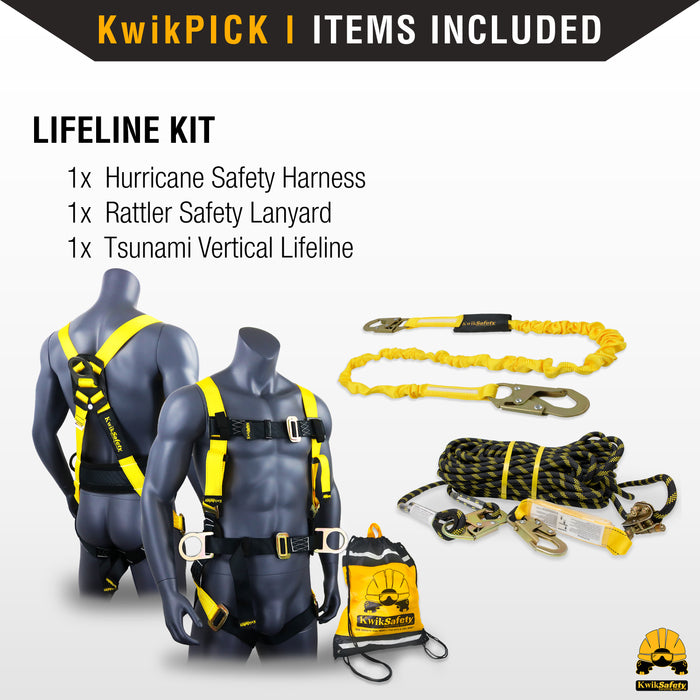 KwikSafety HURRICANE Safety Harness ANSI Fall Protection 3D Ring + Back Support - Model No.: KS6603