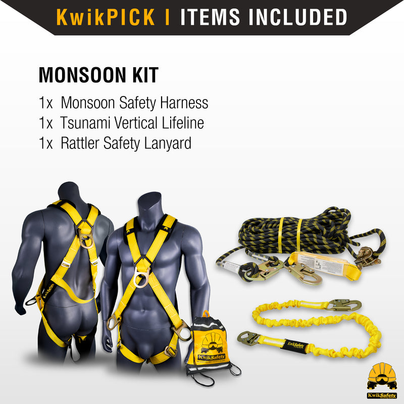 KwikSafety MONSOON Safety Harness ANSI OSHA Fall Protection 4 D Ring - Model No.: KS6611 - KwikSafety