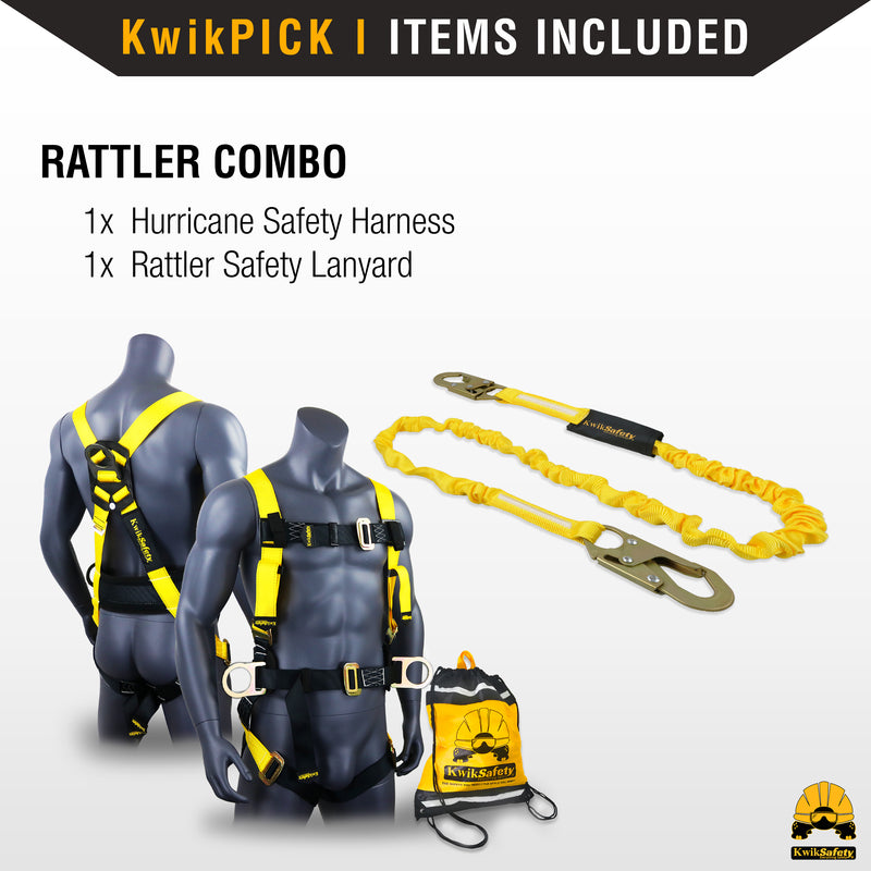 KwikSafety HURRICANE Safety Harness ANSI Fall Protection 3D Ring + Back Support - Model No.: KS6603 - KwikSafety