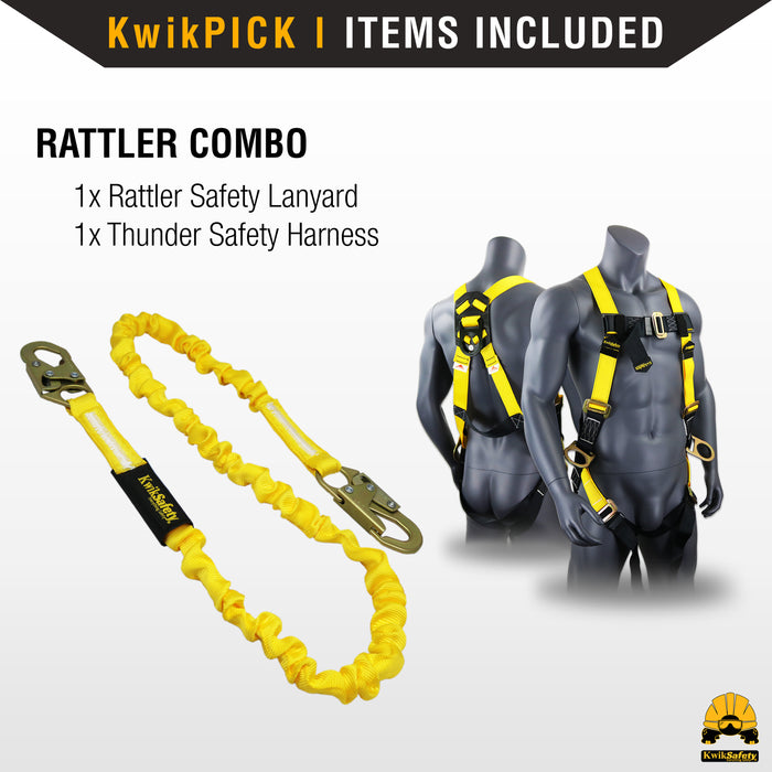 KwikSafety RATTLER 6' Single-Leg Safety Lanyard with Shock Absorber Fall Protection ANSI OSHA - Model No.: KS7703