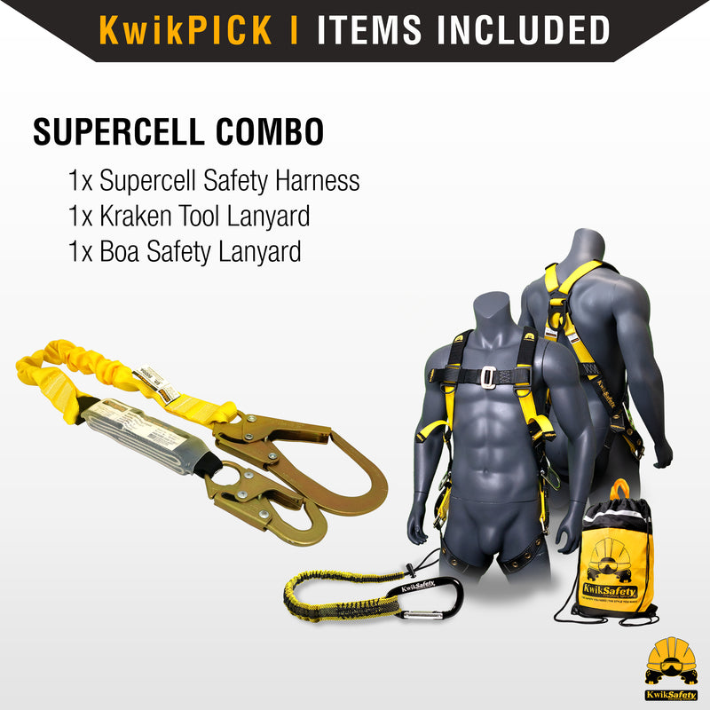 KwikSafety SUPERCELL Safety Harness ANSI Fall Protection Tongue Buckle 3D Ring - Model No.: KS6605 - KwikSafety
