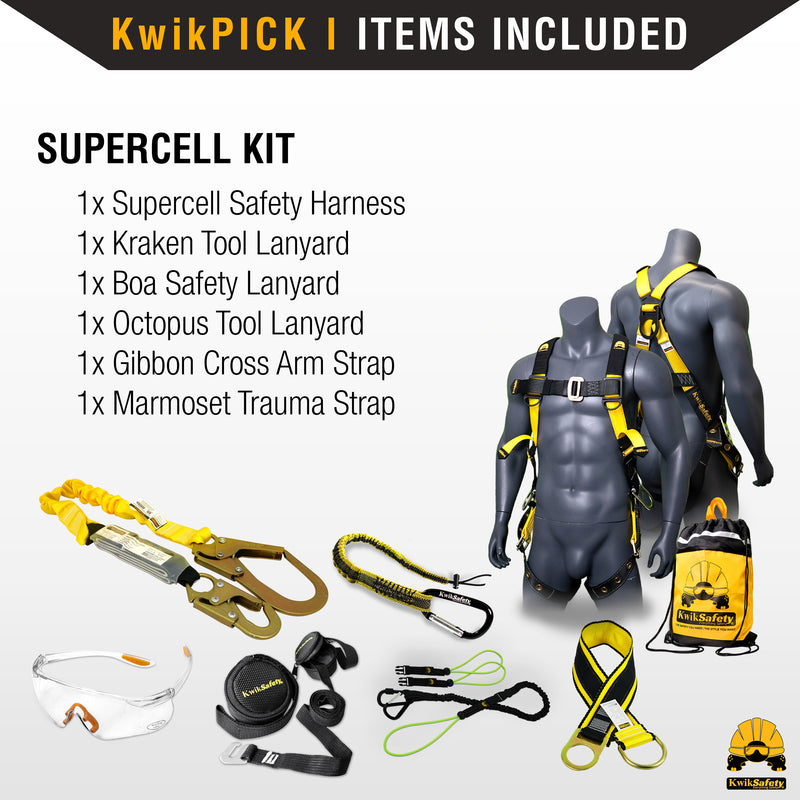 KwikSafety SUPERCELL Safety Harness ANSI Fall Protection Tongue Buckle 3D Ring - Model No.: KS6605 - KwikSafety