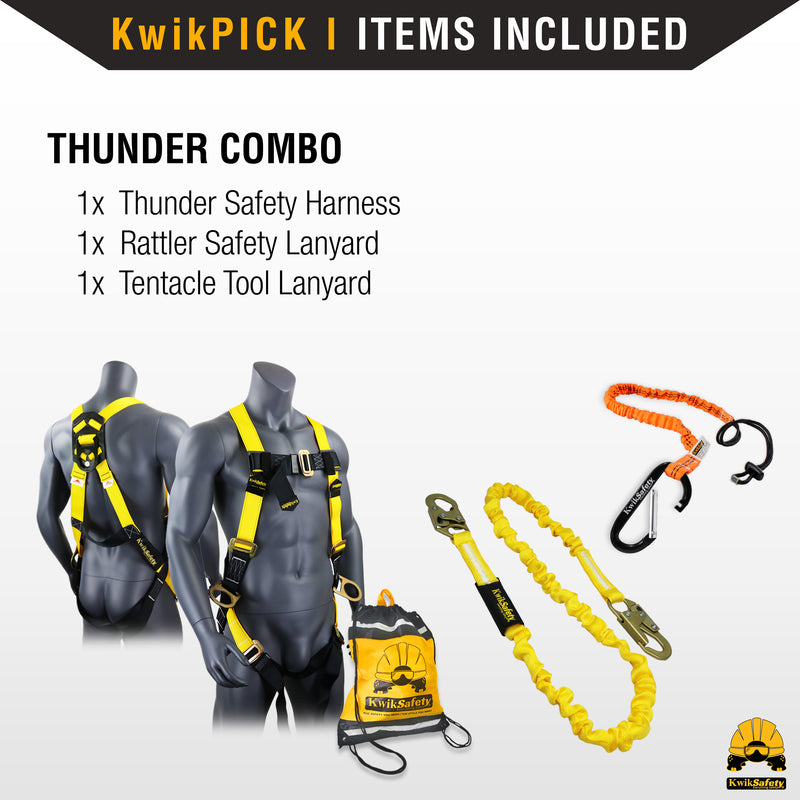 KwikSafety THUNDER Safety Harness OSHA ANSI Fall Protection PPE Construction 3 D Ring - Model No.: KS6602 - KwikSafety