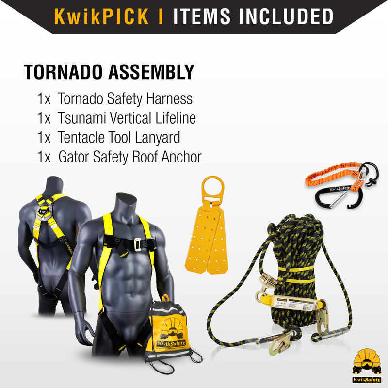 KwikSafety TORNADO 1D Ring Fall Protection Full Body Safety Harness - Model No.: KS6601 - KwikSafety