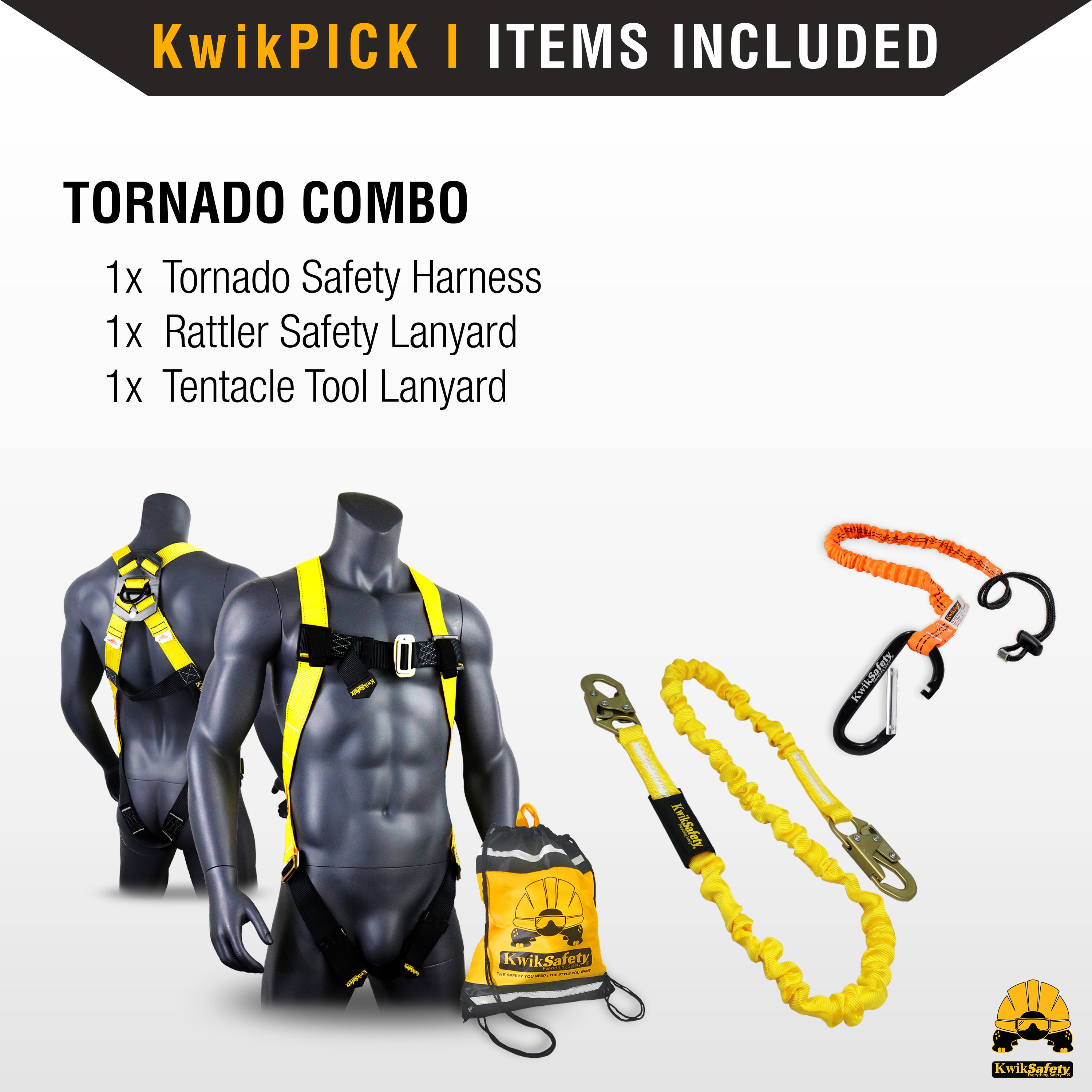 KwikSafety TORNADO 1D Ring Fall Protection Full Body Safety Harness -