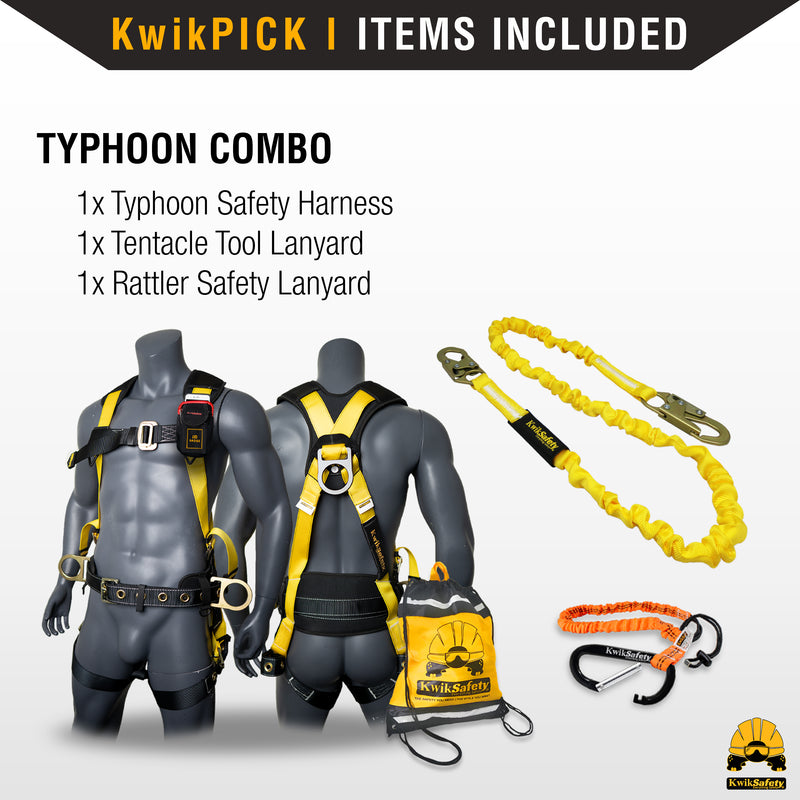 KwikSafety TYPHOON Safety Harness ANSI Fall Protection 3D Ring + Back Support - Model No.: KS6606 - KwikSafety