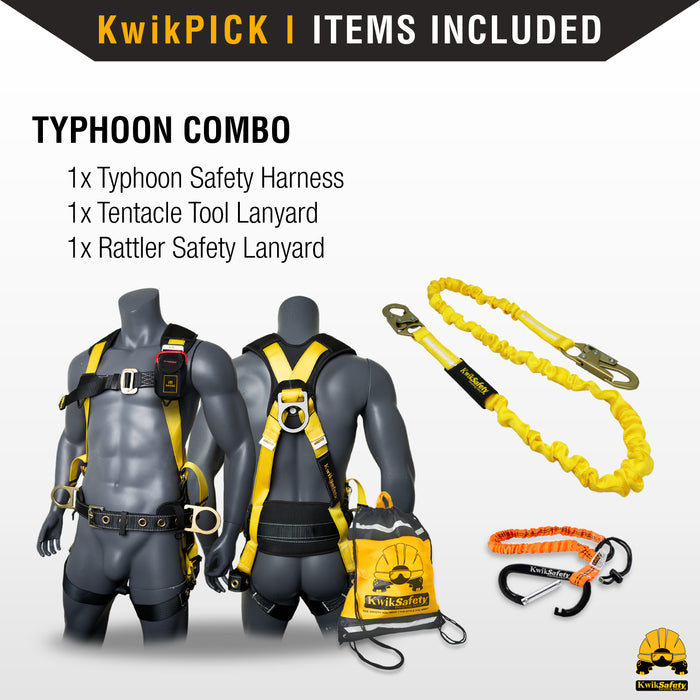 KwikSafety TYPHOON Safety Harness ANSI Fall Protection 3D Ring + Back Support - Model No.: KS6606 - KwikSafety