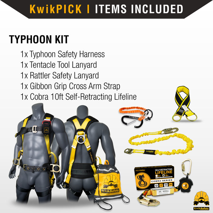 KwikSafety TYPHOON Safety Harness ANSI Fall Protection 3D Ring + Back Support - Model No.: KS6606 - KwikSafety