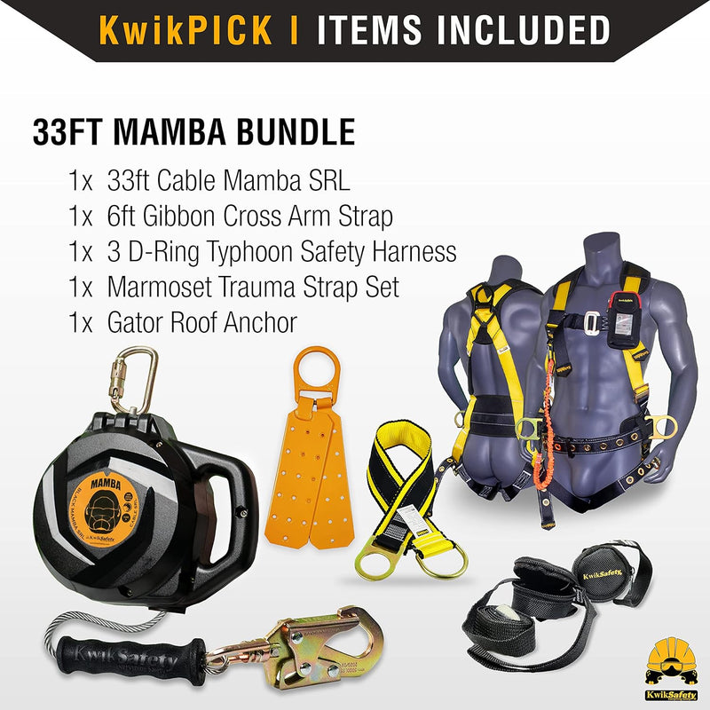 KwikSafety 33' MAMBA CABLE Self Retracting Lifeline ANSI Class B SRL - Model No.: KS7925 - KwikSafety
