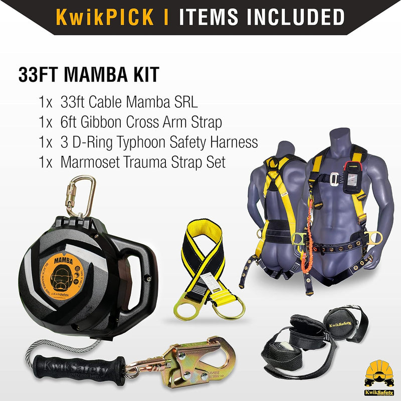 KwikSafety 33' MAMBA CABLE Self Retracting Lifeline ANSI Class B SRL - Model No.: KS7925 - KwikSafety