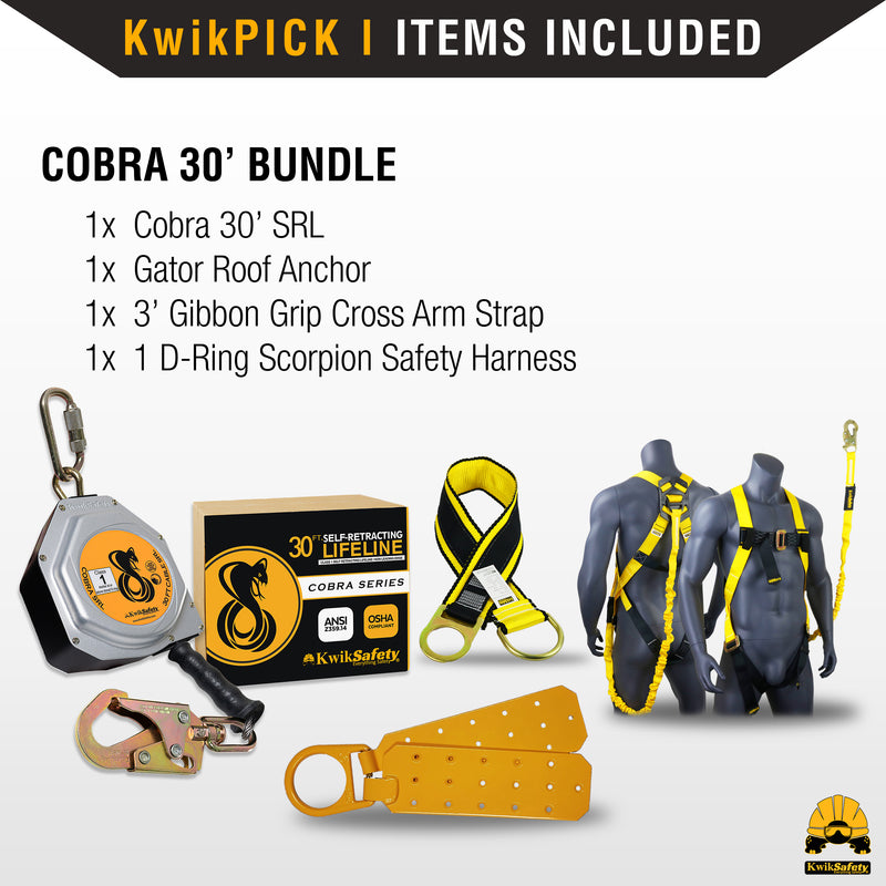 KwikSafety 30' COBRA CABLE Self Retracting Lifeline ANSI Class B SRL - Model No.: KS7934 - KwikSafety