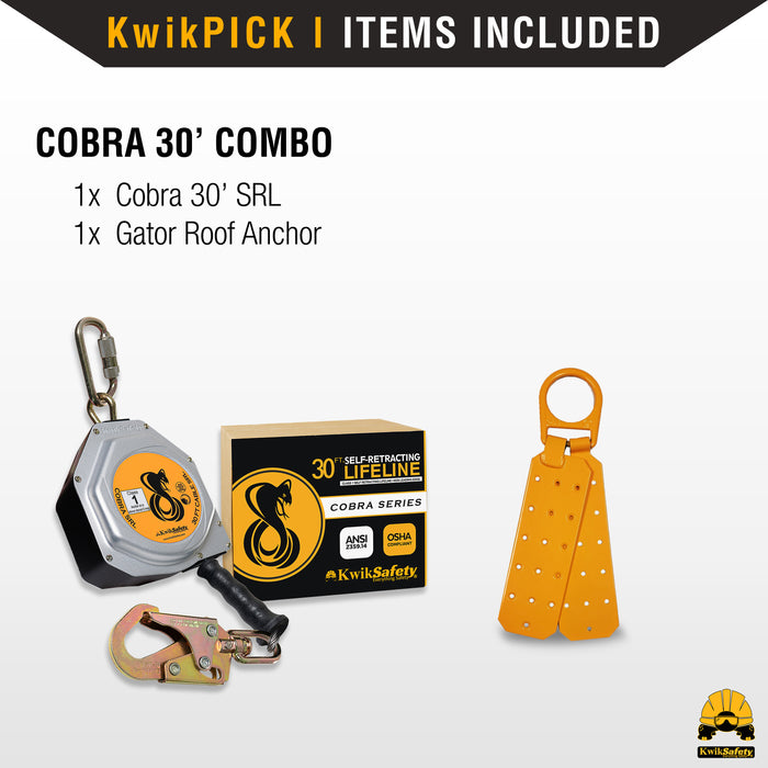 KwikSafety 30' COBRA CABLE Self Retracting Lifeline ANSI Class B SRL - Model No.: KS7934