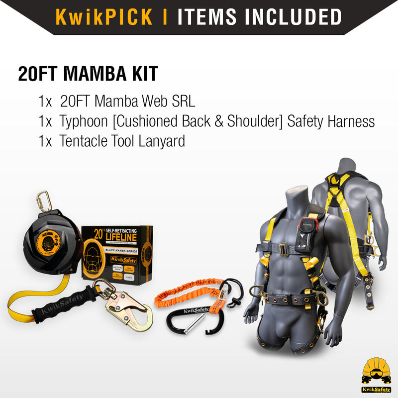 KwikSafety 20' MAMBA WEB Carbonate Housing Self Retracting Lifeline SRL - Model No.:KS7923 - KwikSafety