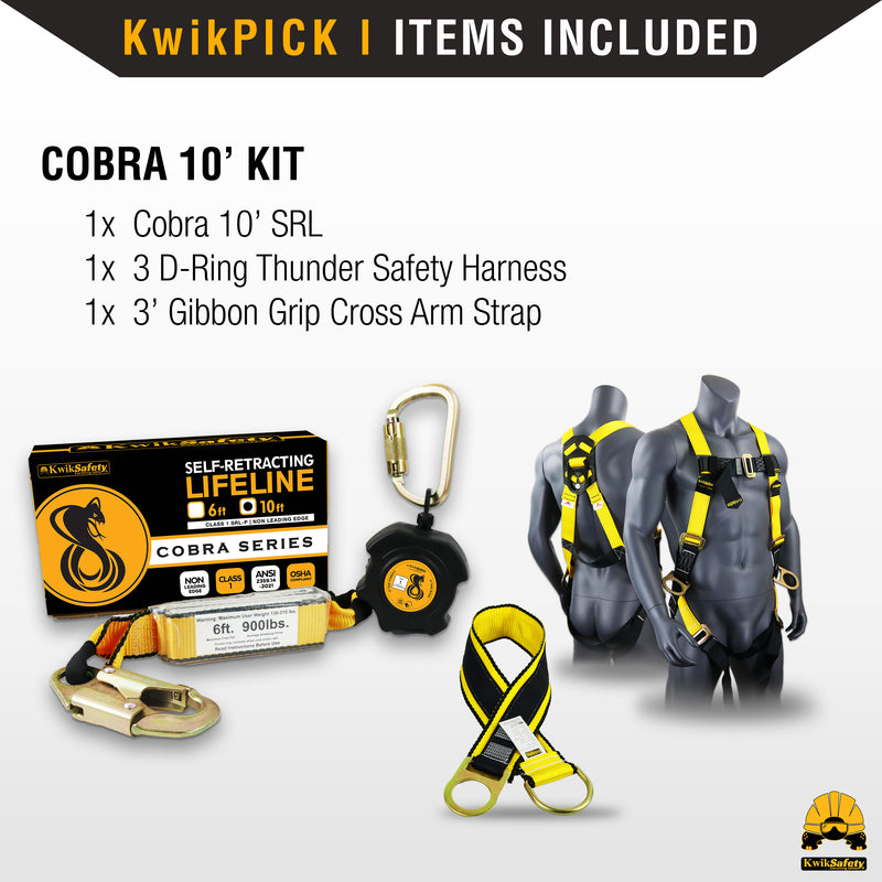 KwikSafety 10' COBRA WEB Self Retracting Lifeline ANSI Poly SRL - Model No.: KS7912 - KwikSafety