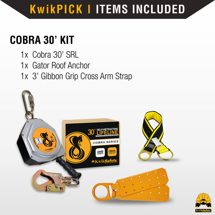 KwikSafety 30' COBRA CABLE Self Retracting Lifeline ANSI Class B SRL - Model No.: KS7934