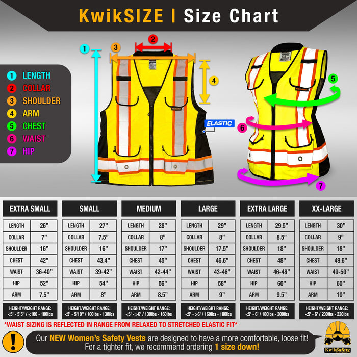 KwikSafety GODMOTHER Safety Vest for Women (NEW SIZING) Class 2 ANSI Tested OSHA Compliant Reflective Work Gear PPE - Model No.: KS3336 - KwikSafety